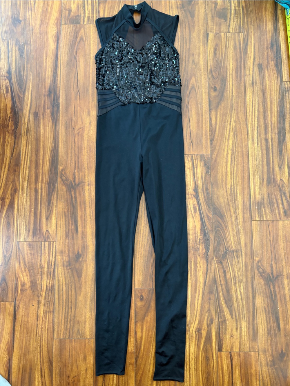 Weissman Black Sequin Jumpsuit Mesh Neck Line - Women’s Medium Nearly New